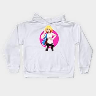 Illustration of a woman who dresses fashionably and has a beautiful face Kids Hoodie